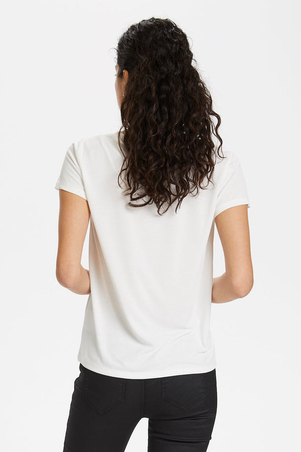 T-shirt Columbine col en v blanc LENZING™ ECOVERO™ certified