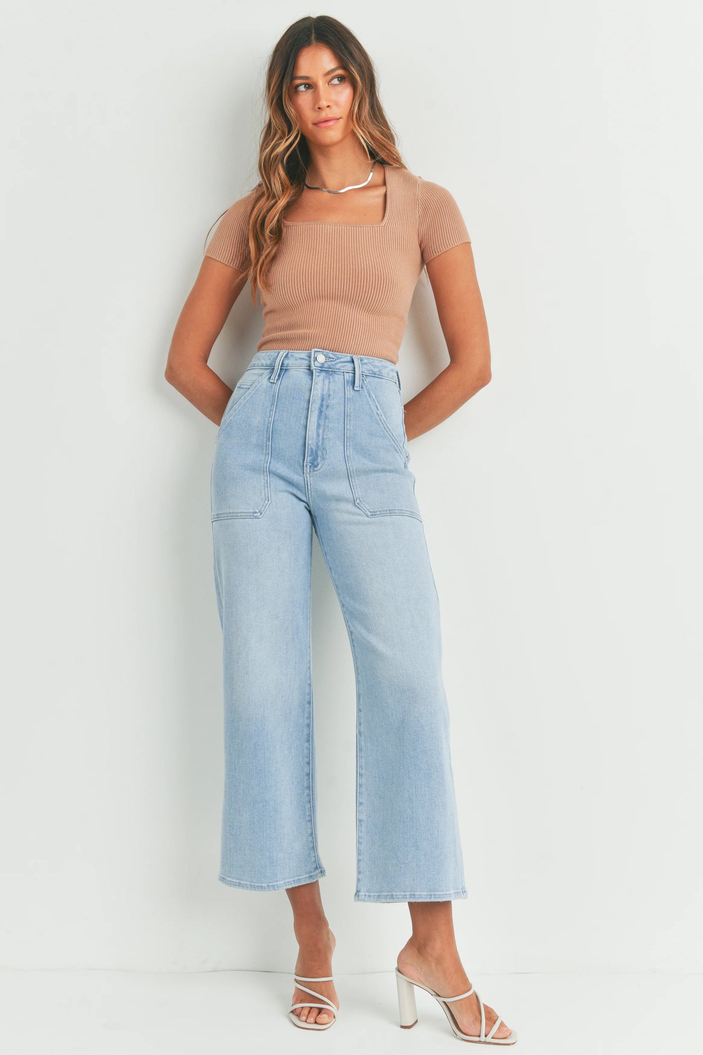 High waisted wide leg denim deals jeans