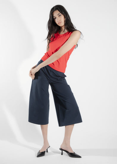 Navy stretch cotton pants Chara Oeko-tex