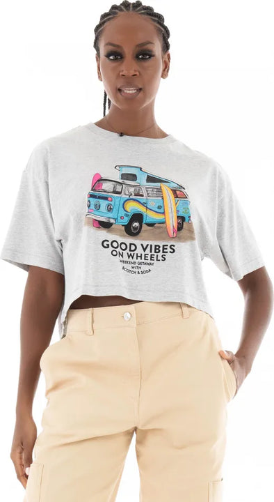 T-shirt cropped graphic good vibes