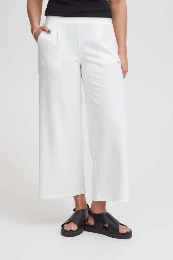 Kate wide crop Cloud Dancer recycled fiber pants