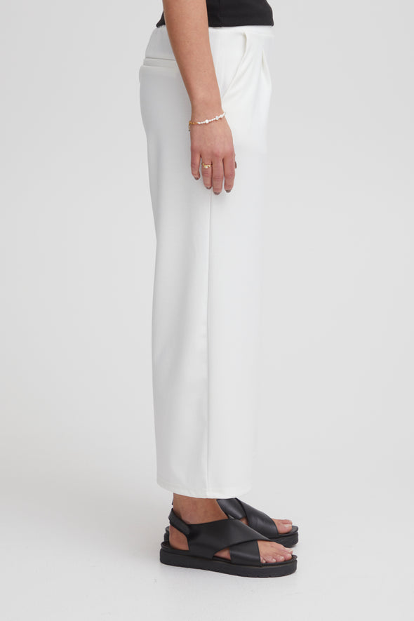 Kate wide crop Cloud Dancer recycled fiber pants