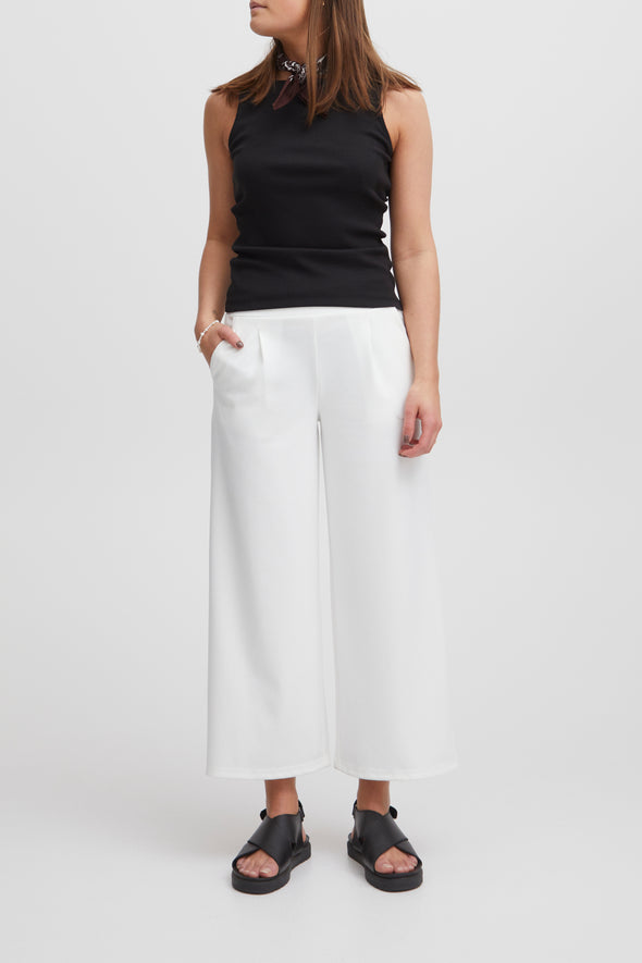 Kate wide crop Cloud Dancer recycled fiber pants