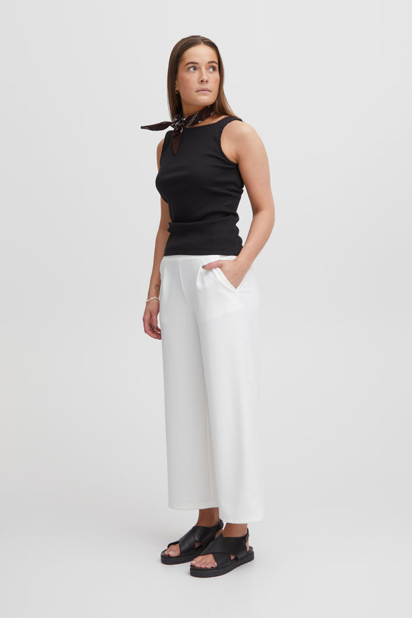 Kate wide crop Cloud Dancer recycled fiber pants