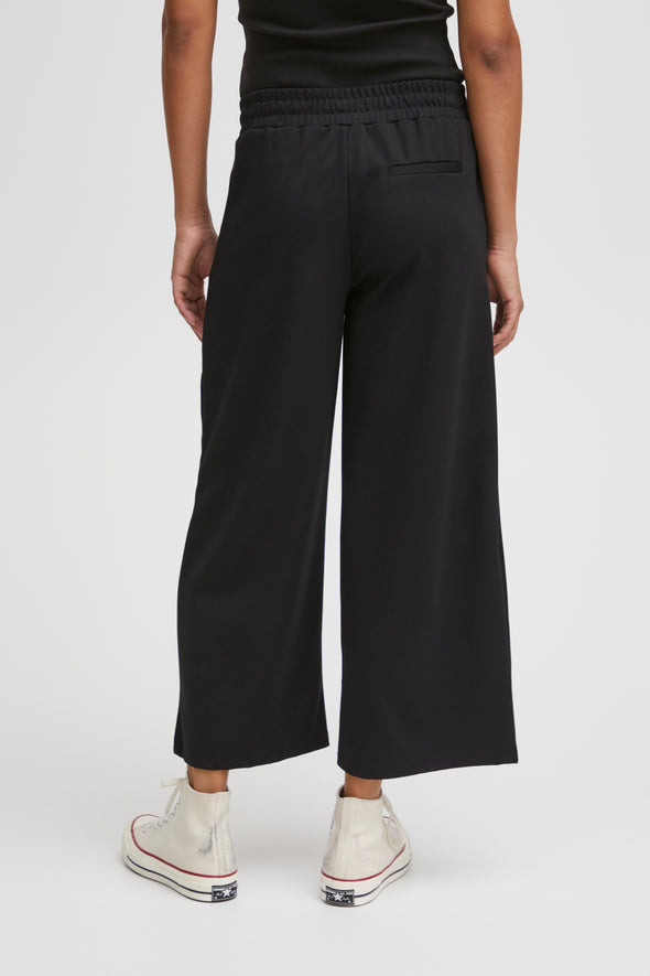 Kate Wide Crop Black recycled fiber pants