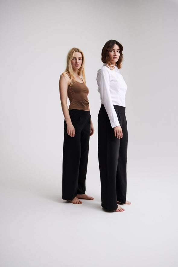 Kate Long Wide Black recycled fiber pants