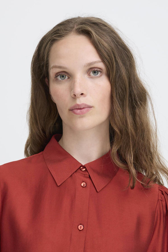 Karlani red dahlia shirt