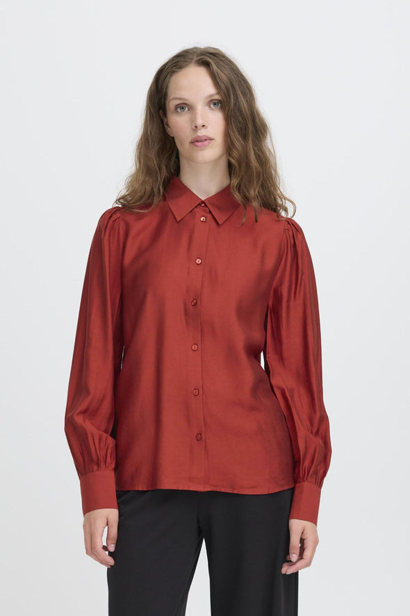 Karlani red dahlia shirt