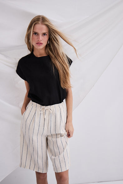 Linno long shorts ecru stripe