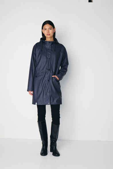 Lined rain coat polar gray pinstripe