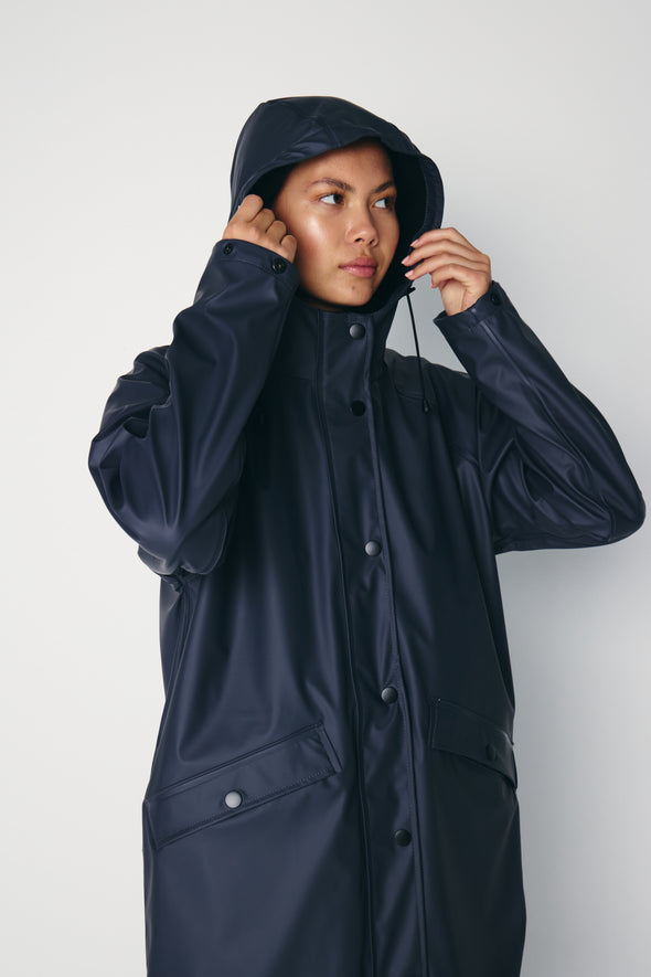 Lined rain coat polar gray pinstripe