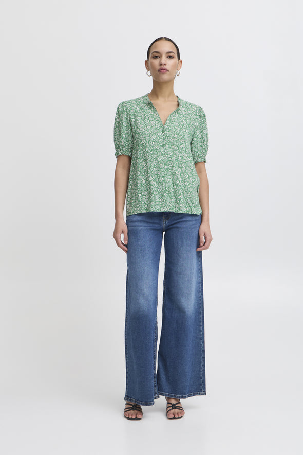 Blouse Vera pine green flower LENZING™ECOVERO™