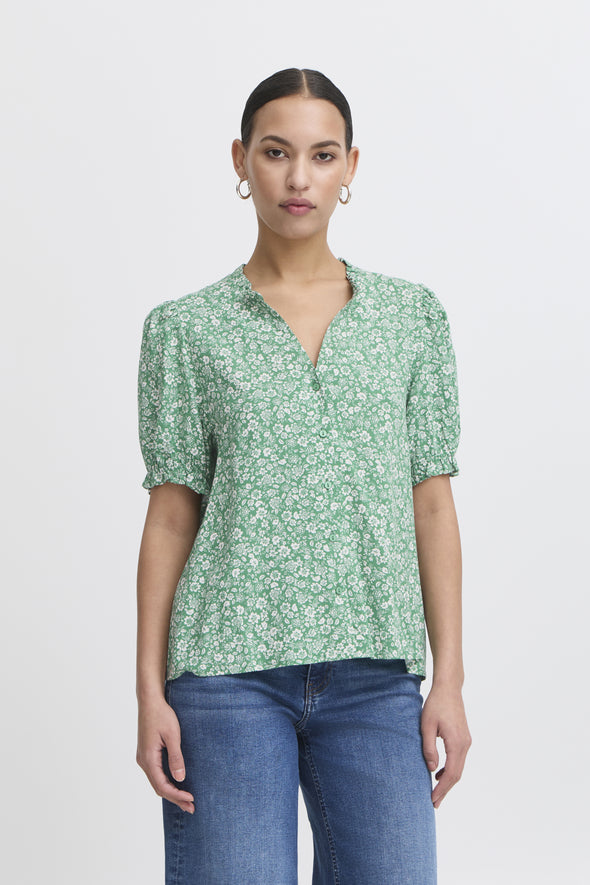 Blouse Vera pine green flower LENZING™ECOVERO™