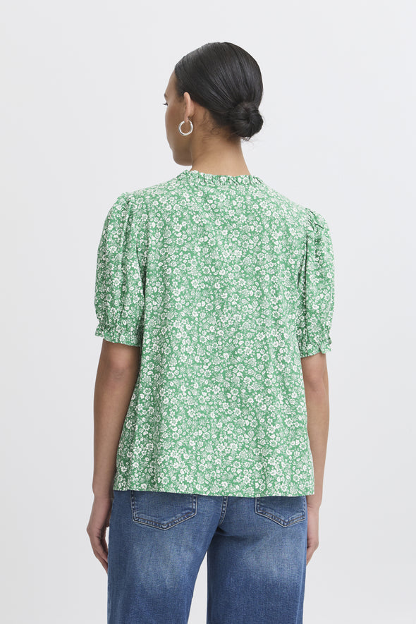 Blouse Vera pine green flower LENZING™ECOVERO™