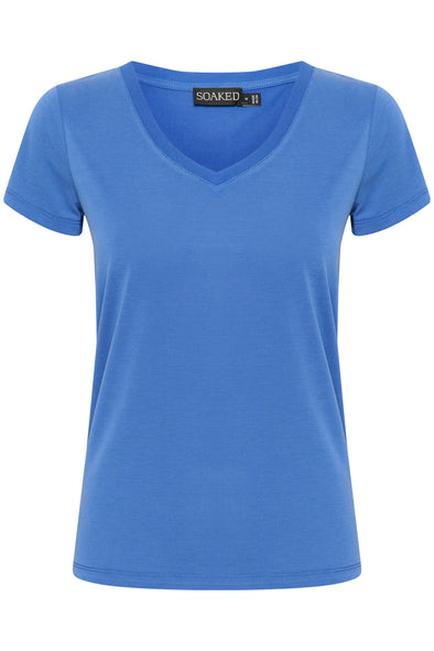 T-shirt Columbine col en v bleu LENZING™ ECOVERO™ certified