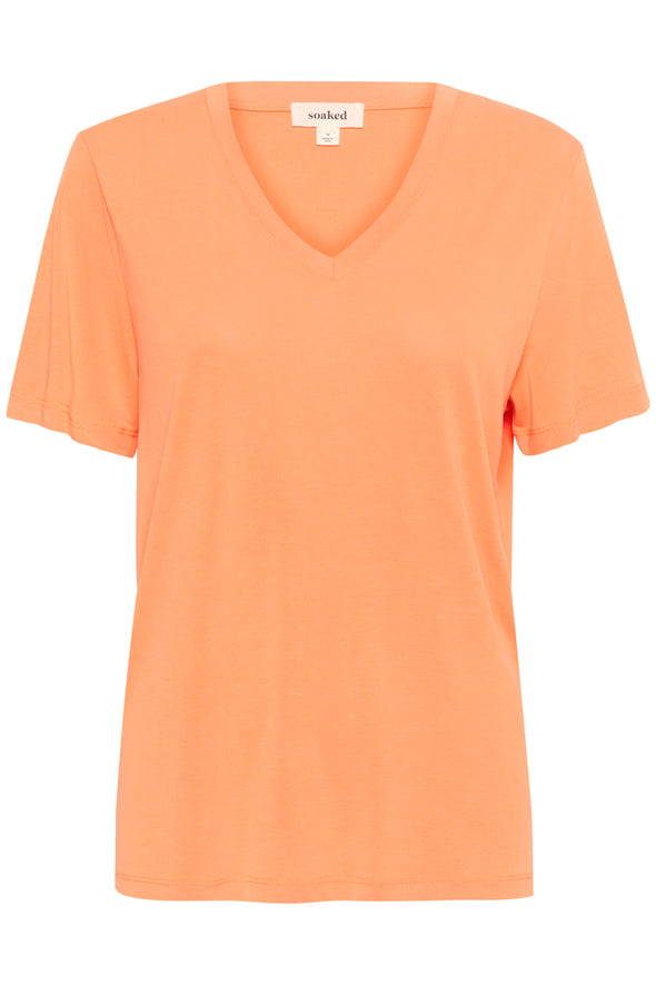 T-shirt Columbine col en v tangerine LENZING™ ECOVERO™ certified