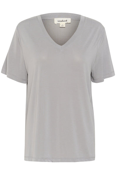 T-shirt Columbine col en v loose fit ultimate gray TENCEL™
