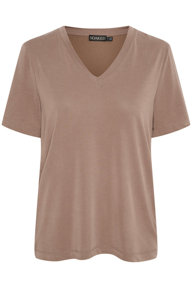 T-shirt Columbine col en v loose fit walnut TENCEL™