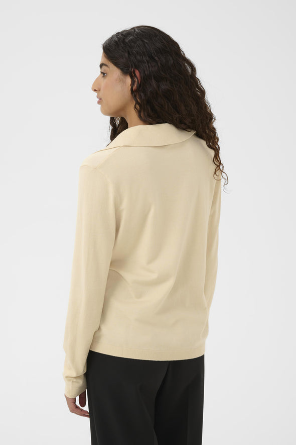 Polo Spina manches longues sandshell (LENZING™ECOVERO™)