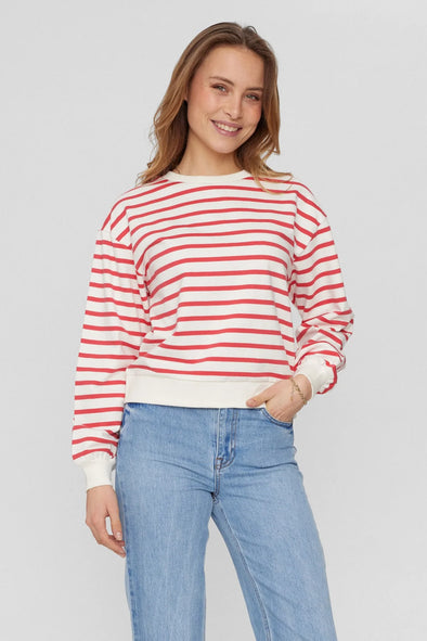 Numyra teaberry GOTS striped sweater