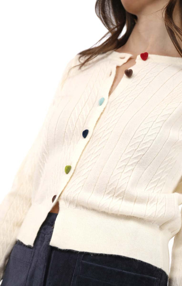 Cardigan Mochi Button Heart