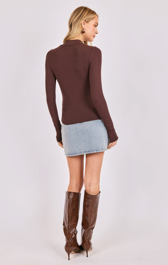 Ronan mock neck brun