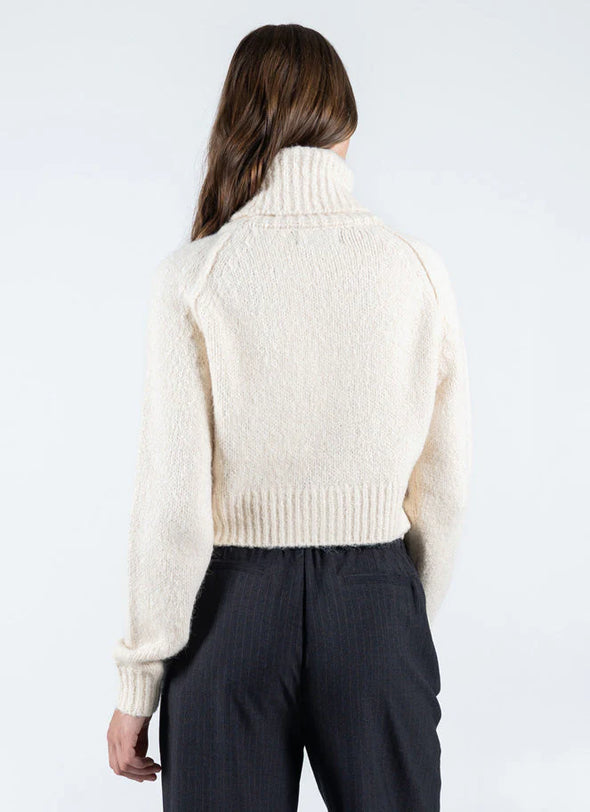 Tricot col roulé crop