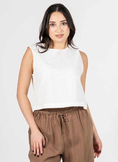 Haut en lin blanc
