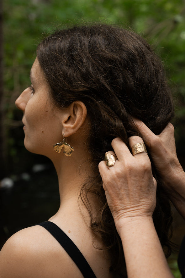 Bronze Ginkgo earrings