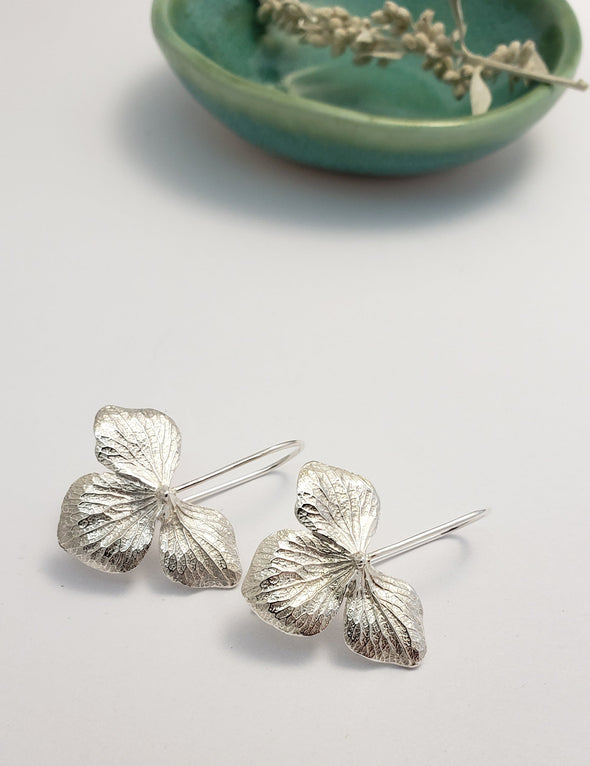 Boucles d'oreilles Fleurs d'Hydrangées en argent