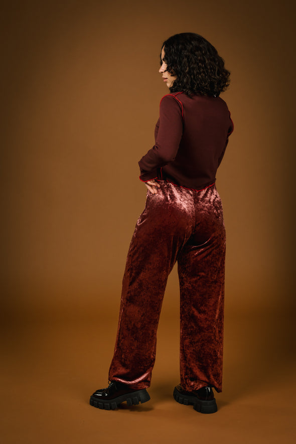 Pantalon Felice velours bourgogne