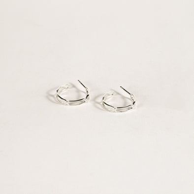 Small hoops trombone earrings silver 925