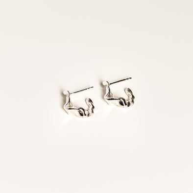 Small hoops earrings 925 silver ribbon