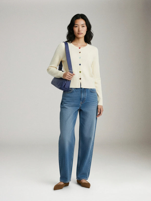 Cardigan Mochi Button Heart