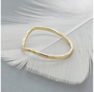 gold-filled hammered chevron ring