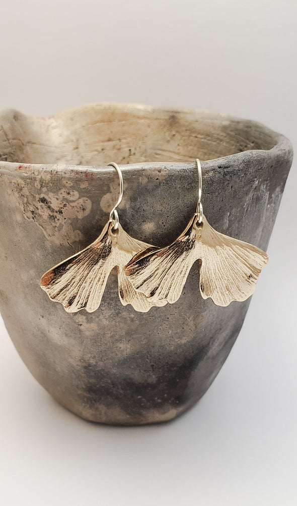 Boucles d'oreilles Ginkgo en bronze