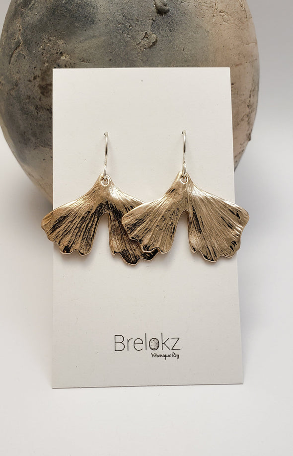 Boucles d'oreilles Ginkgo en bronze