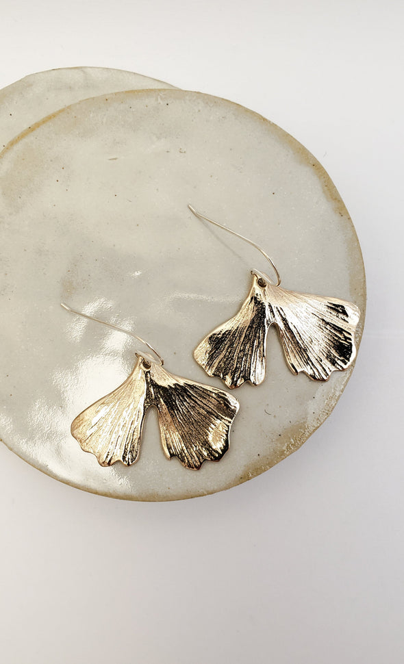 Bronze Ginkgo earrings