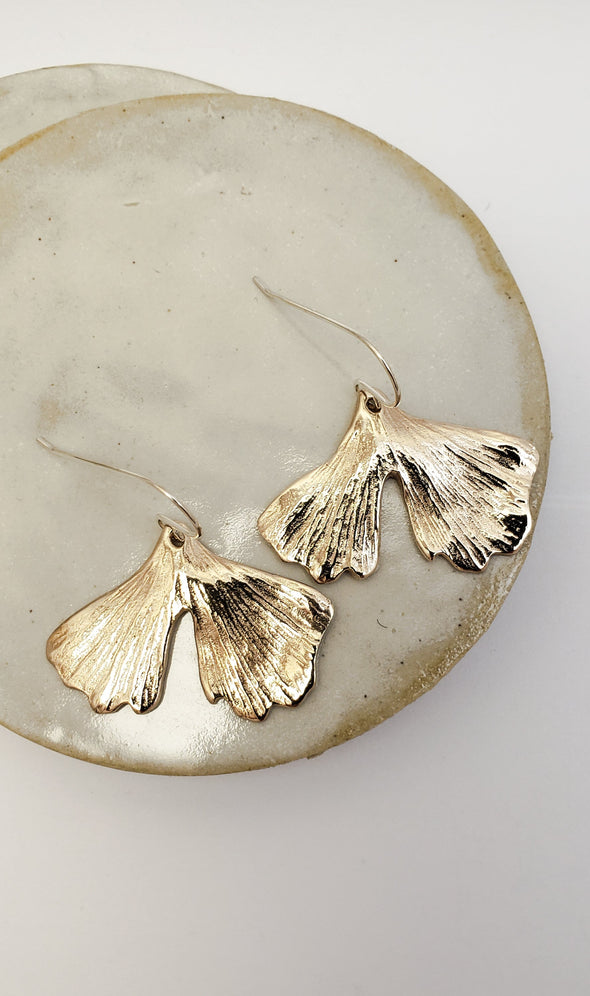 Boucles d'oreilles Ginkgo en bronze