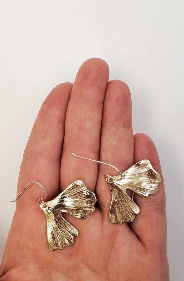 Boucles d'oreilles Ginkgo en bronze