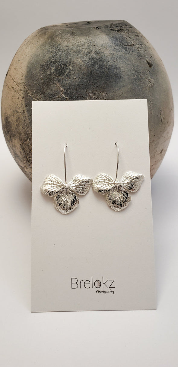 Boucles d'oreilles Fleurs d'Hydrangées en argent