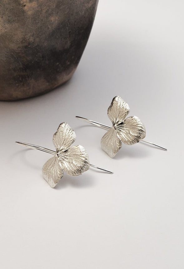 Boucles d'oreilles Fleurs d'Hydrangées en argent