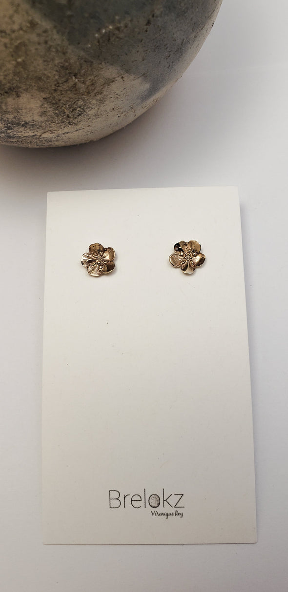 Stud earrings Forget-me-not flowers in bronze