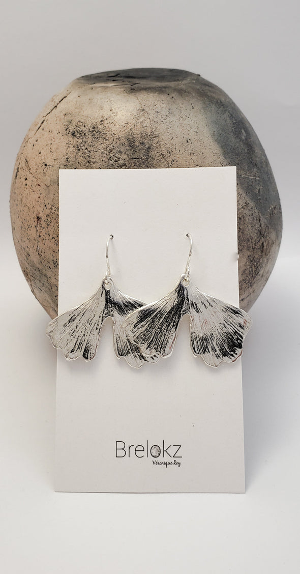 Silver Ginkgo earrings