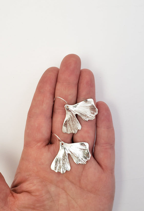 Silver Ginkgo earrings