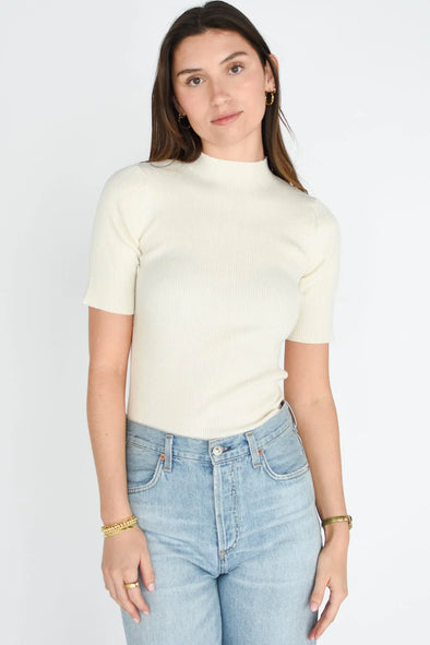Aviva short-sleeved sweater white recycled fibers