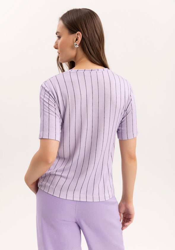 striped lilac top
