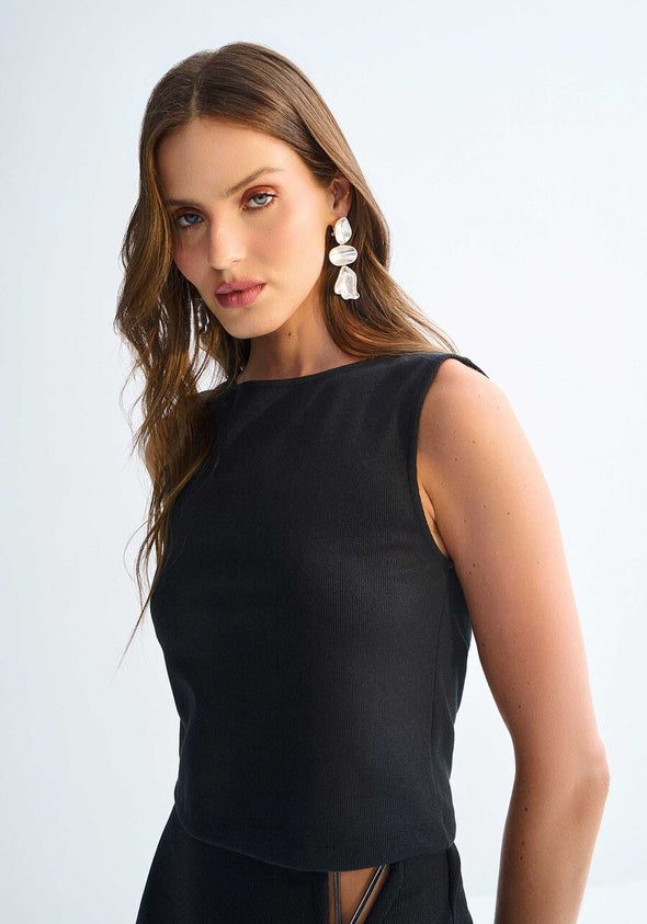 black ribbed tank top