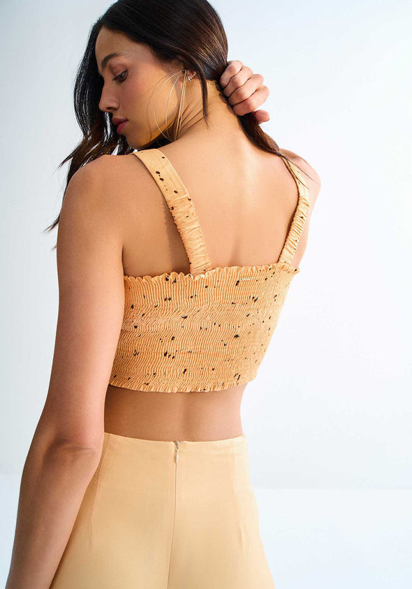 tank top crop motif fleur