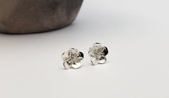 Silver Earrings Studs Forget-Me-Not Flowers